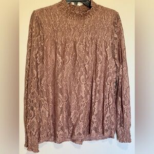 Cable & Gauge Lace Top in Mauve